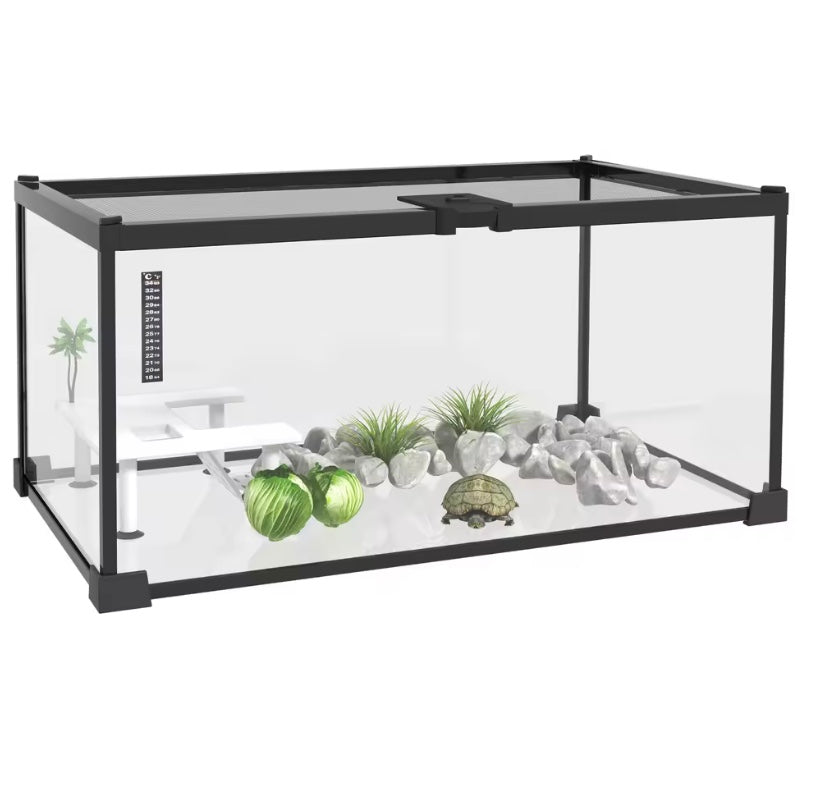 Terrarium en Verre Trempé Multi-Habitat avec Thermomètre – 50x30x25 cm