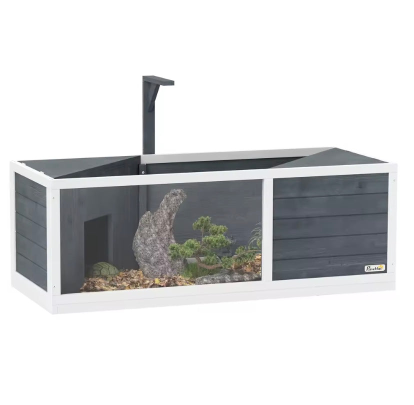 Terrarium Tortue Terrestre 120 cm en Bois, 2 Niches