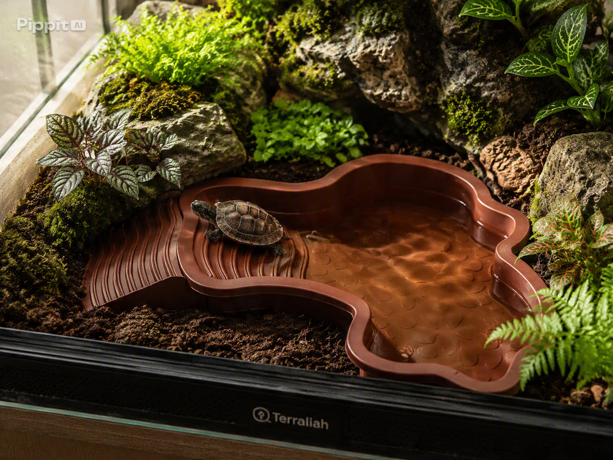 Piscine de Bain pour Reptiles avec Rampe – Bassin Antidérapant Tortue, Gecko, Dragon Barbu