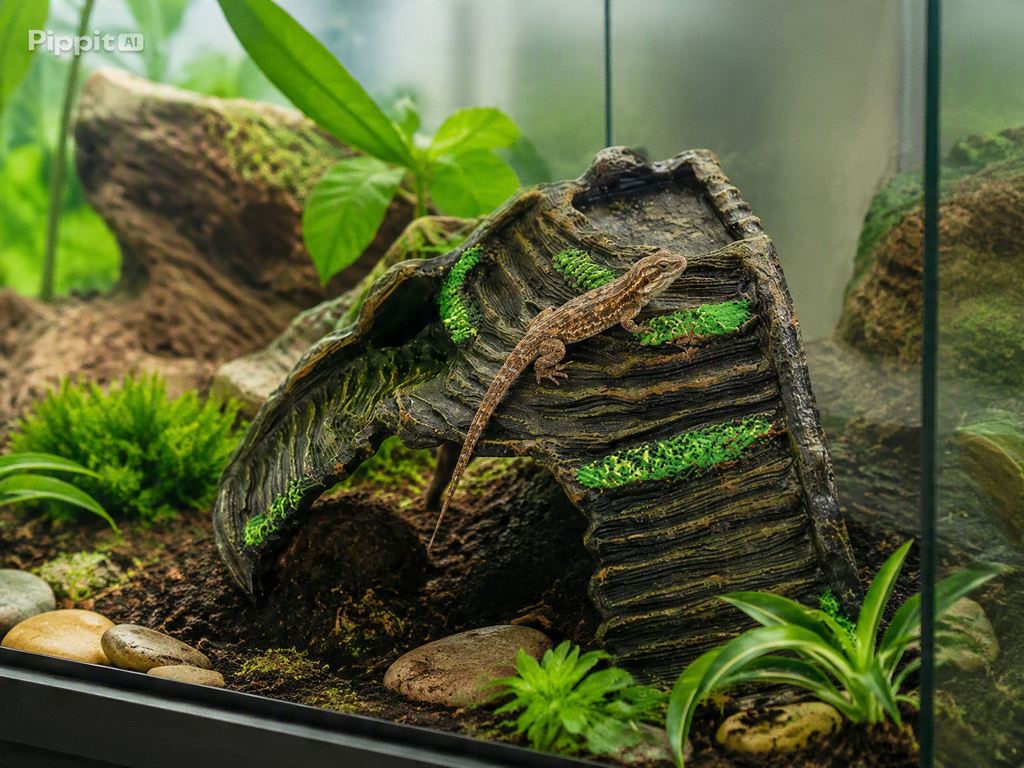 Abri d'Angle 3D pour Reptiles – Plateforme de Bain de Soleil PVC 10x10x10 cm