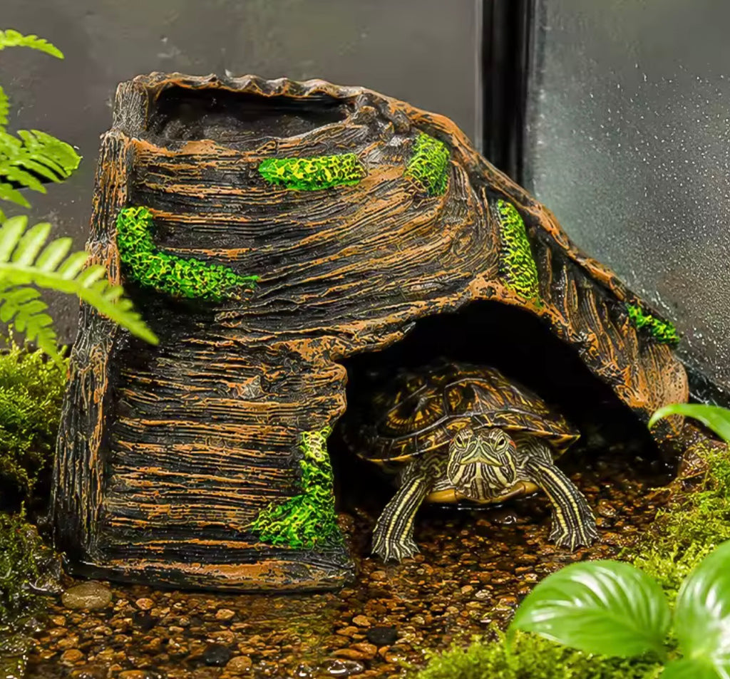 Abri d'Angle 3D pour Reptiles – Plateforme de Bain de Soleil PVC 10x10x10 cm