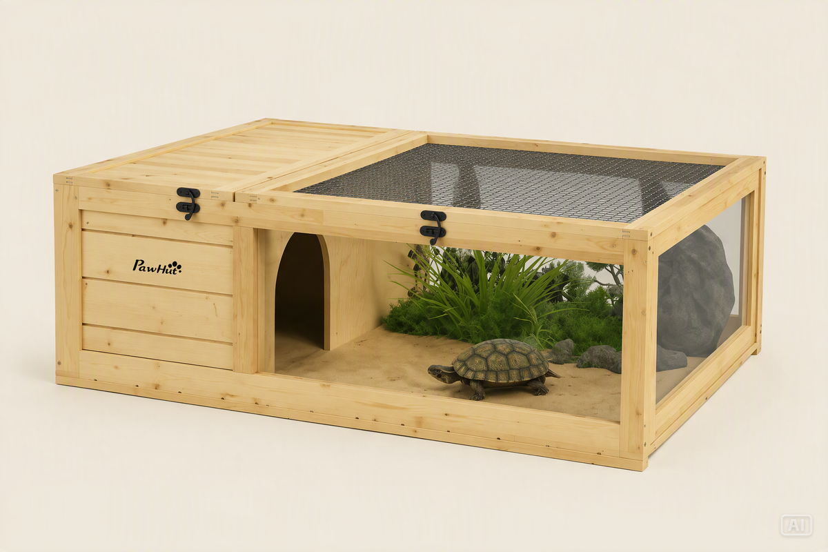 Maison Tortue Bois 91x60,5cm Panneaux Amovibles | Terraliah