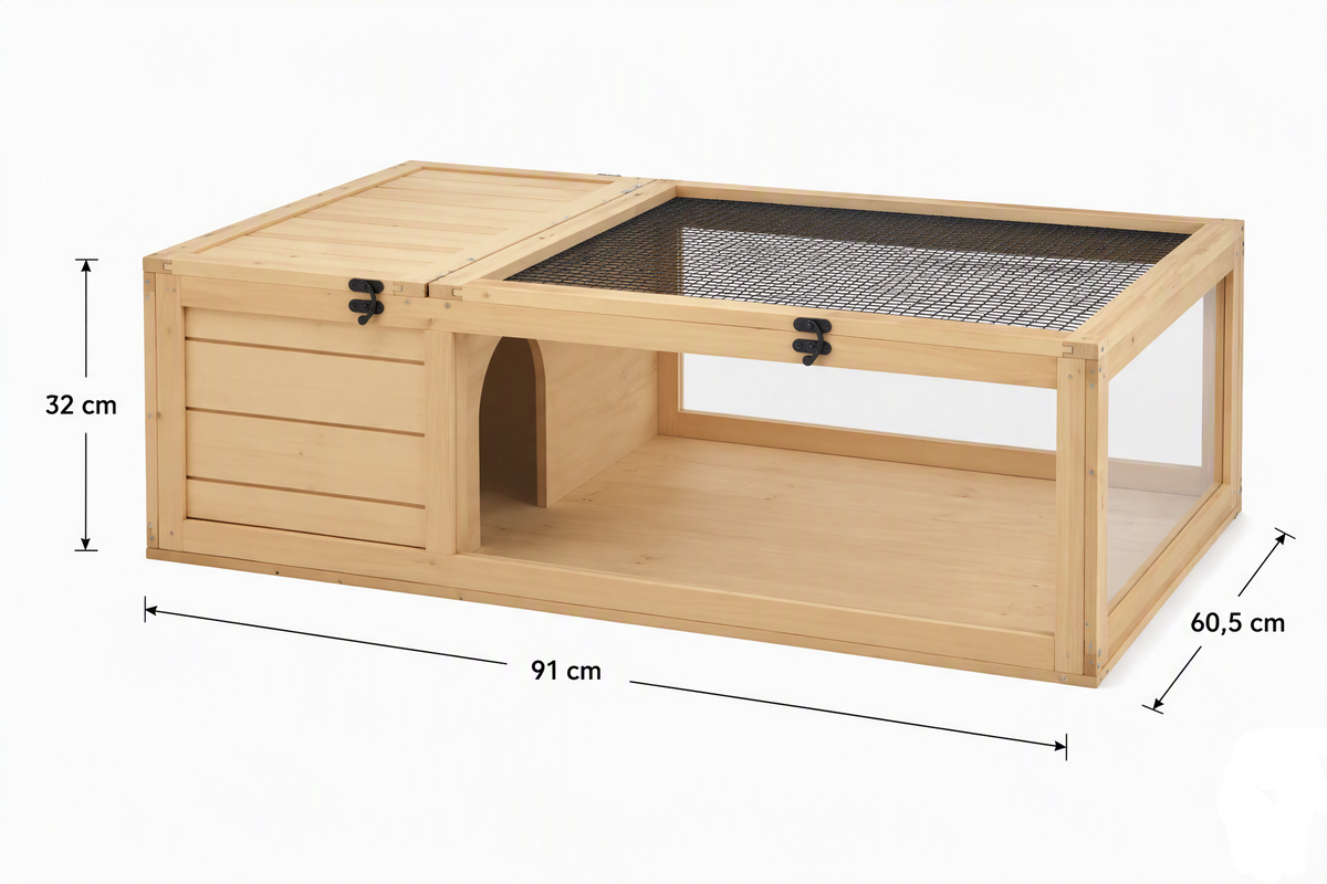 Maison Tortue Bois 91x60,5cm Panneaux Amovibles | Terraliah