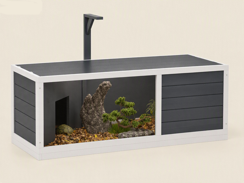 Terrarium Tortue Terrestre 120 cm en Bois, 2 Niches