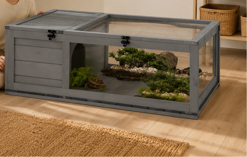 Terrarium Tortue Terrestre en Bois 91x60,5 cm