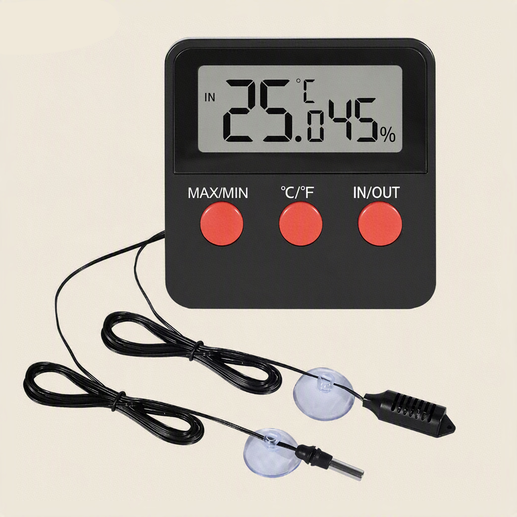 Thermomètre Hygromètre Digital pour Terrarium – Sonde Externe, Double Capteur