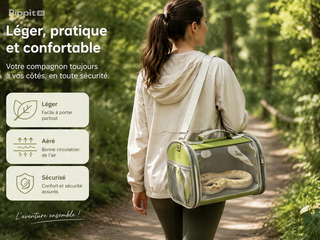Sac de Transport pour Reptiles – Respirant, Anti-Évasion, Bandoulière Réglable