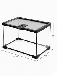 Terrarium Verre Bas 30x20x20 cm, Magnétique