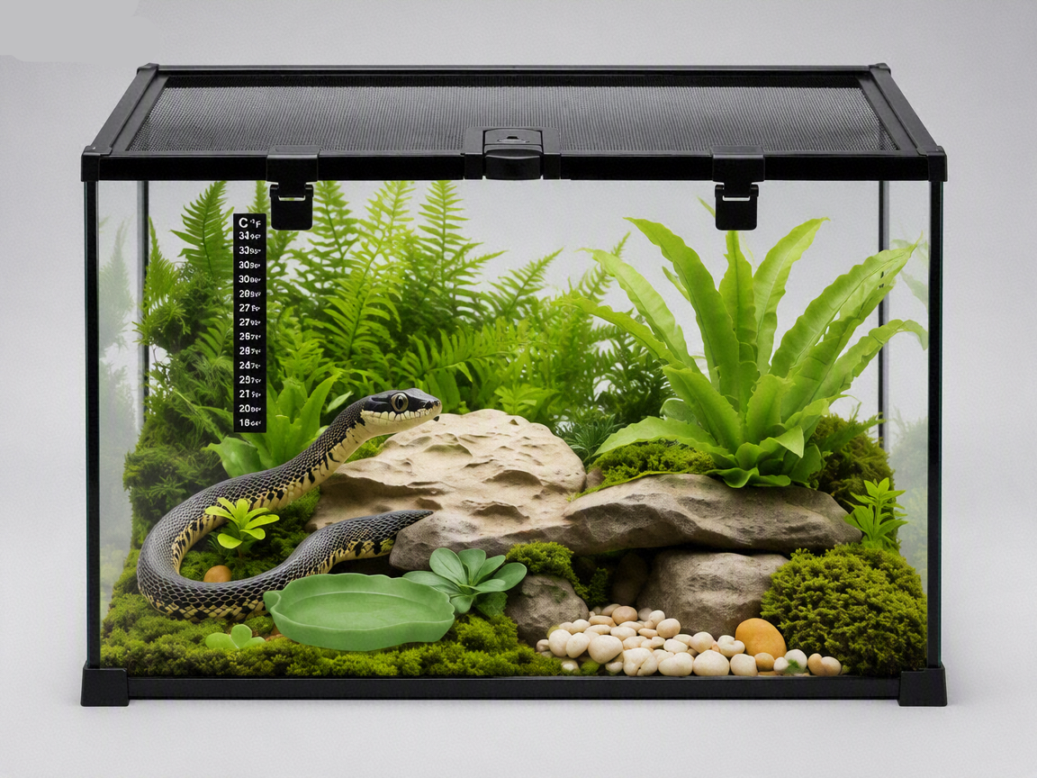 Terrarium en Verre Trempé Multi-Habitat avec Thermomètre – 50x30x35 cm