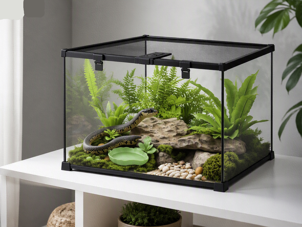 Terrarium en Verre Trempé Multi-Habitat avec Thermomètre – 50x30x35 cm