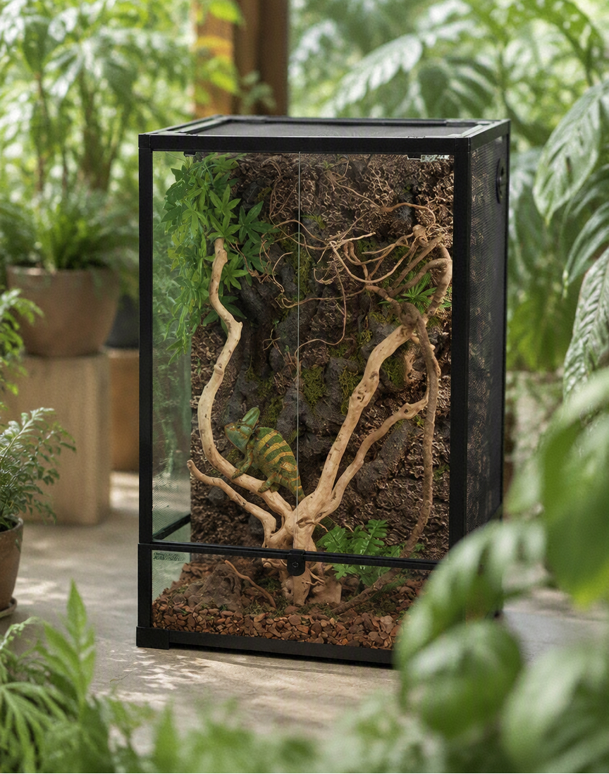 Terrarium Caméléon 60x45x90 cm Vertical en Verre
