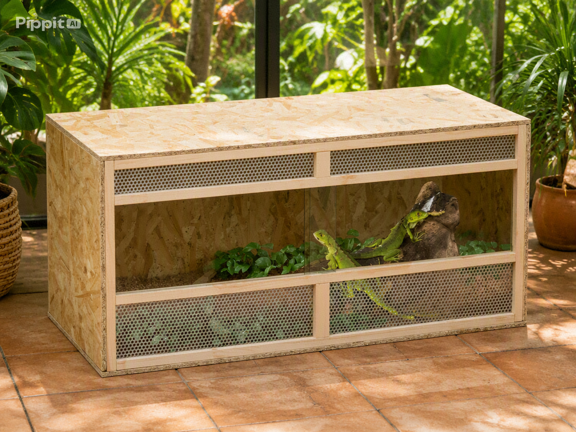 Terrarium OSB 100 cm Portes Coulissantes en Verre
