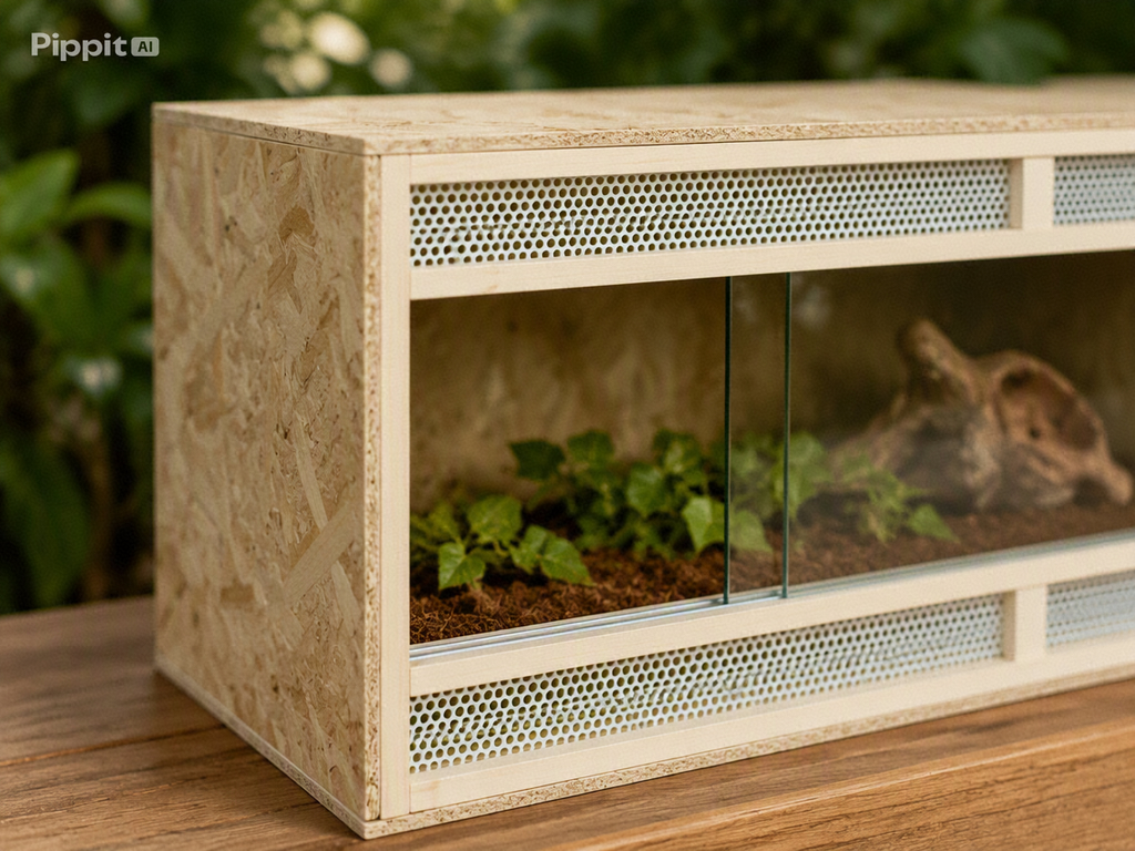 Terrarium OSB 100 cm Portes Coulissantes en Verre