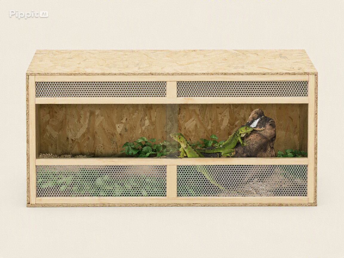 Terrarium OSB 100 cm Portes Coulissantes en Verre