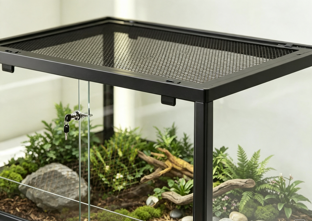 Terrarium Verre 60x45x32 cm Double Verrouillage