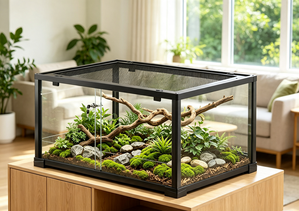 Terrarium Verre 60x45x32 cm Double Verrouillage