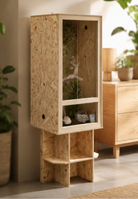 Terrarium Vertical OSB 50x50x150 cm – Habitat Rustique pour Reptiles et Amphibiens
