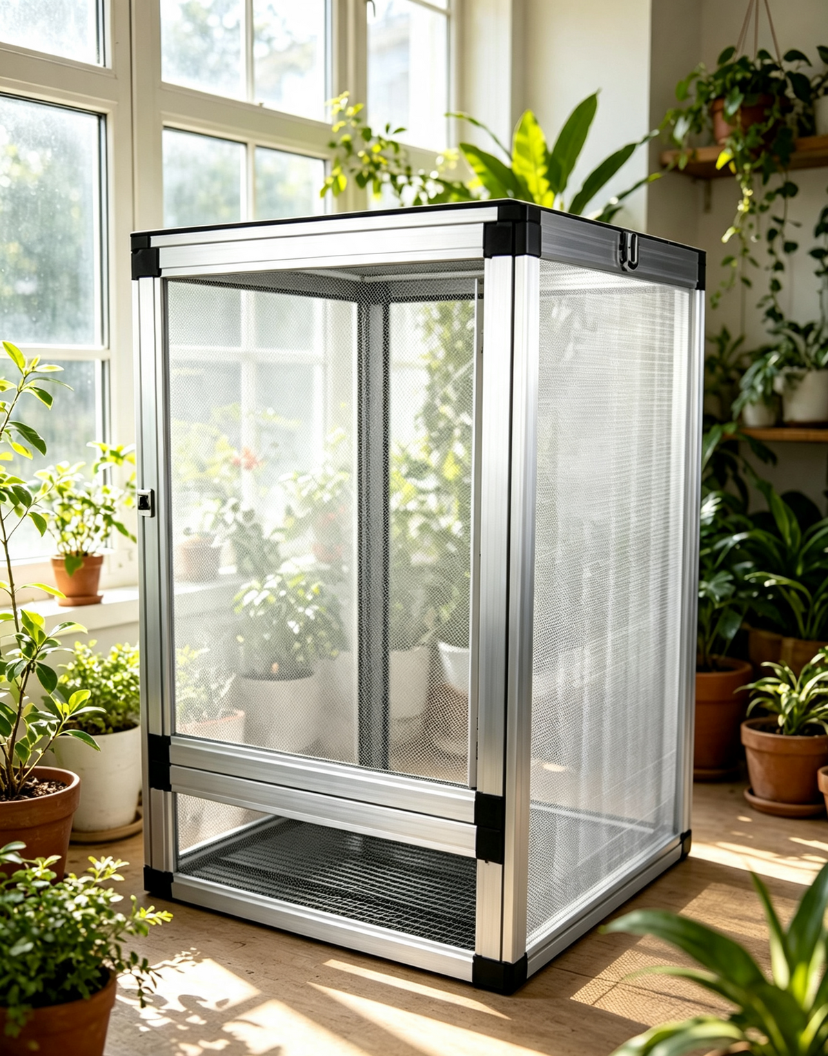 Terrarium Caméléon Argenté Aluminium 43x43x66 cm | Terraliah